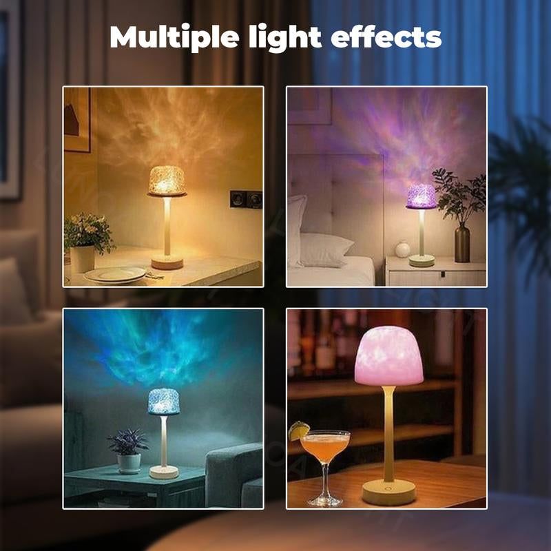 Versatile Gift Choice! Aurora/Ocean Wave/Water Ripple Table Lamp 16-Color Ambient Table Lamp with Control, Relaxation &Romantic Night Ambience,Suitable for Bedroom, Living Room, Study, Home,Perfect Gift for Holidays, Birthdays & Events!