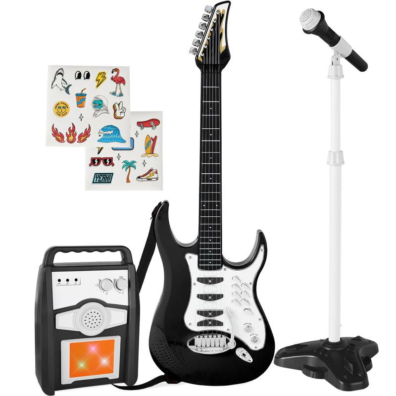 Best Choice Products Kids Electric Musical Guitar Toy Play Set W/ 6 Demo Songs, Whammy Bar, Microphone, Amp, AUX