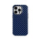 Dark Blue Background with White Polka Dot Pattern, Durable, Shock-Absorbing Two-In-One Large Hole Mobile Phone Case, Suitable for Iphone 16 15 14 13 12 11 and Other Series Models, Can Be Given as a Gift to Friends or Family