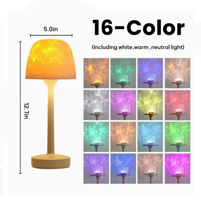 Versatile Gift Choice! Aurora/Ocean Wave/Water Ripple Table Lamp 16-Color Ambient Table Lamp with Control, Relaxation &Romantic Night Ambience,Suitable for Bedroom, Living Room, Study, Home,Perfect Gift for Holidays, Birthdays & Events!