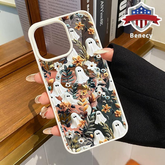 Magnetic Phone Case Supports Wireless Charging for Iphone 15 16 14 Pro Max 13 12 11 XR XS plus E Spooky Garden Pattern Anti-Yellowing Shockproof Durable Ultra-Thin Crystal Transparent Acrylic Cover