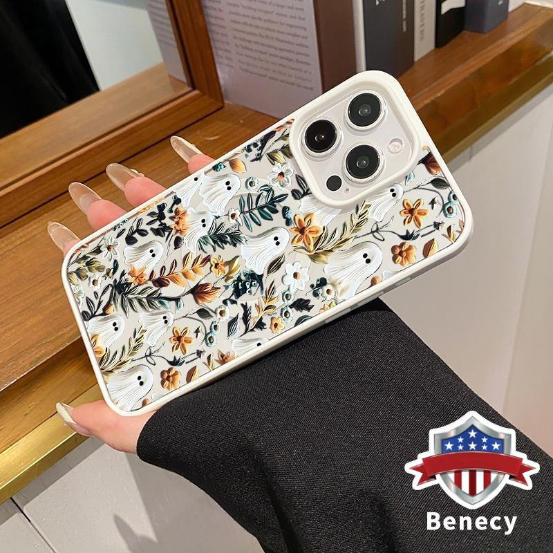 Magnetic Phone Case Supports Wireless Charging for Iphone 15 16 14 Pro Max 13 12 11 XR XS plus E Spooky Garden Pattern Anti-Yellowing Shockproof Durable Ultra-Thin Crystal Transparent Acrylic Cover