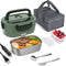 Electric Lunch Box for Adults, 80W Heated Lunch Box Portable Food Warmer Lunch Box for Work/Men/Car/Truck with 1.5L 304 Stainless Steel Container Fork & Spoon, 110V/12V/24V
