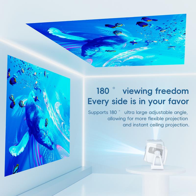 【 Local Shipment in the US 】HUANLTOU X4 Native 1080P Compatible, 4K Electronic Focus, Trapezoidal Correction, Built-In Speaker BT5.2, Wi-Fi 6, 360° Rotatable Portable Outdoor Projector, 4000ANSI Audio, Bluetooth Wireless Noise-Free