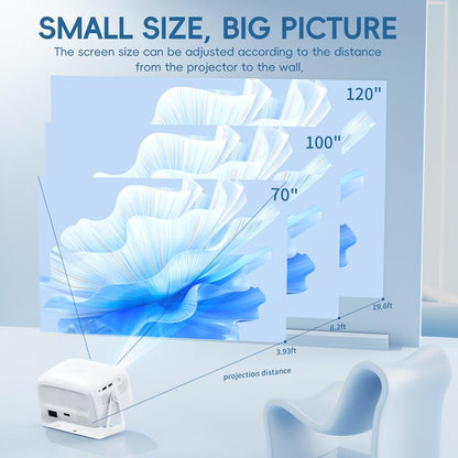 【 Local Shipment in the US 】HUANLTOU X4 Native 1080P Compatible, 4K Electronic Focus, Trapezoidal Correction, Built-In Speaker BT5.2, Wi-Fi 6, 360° Rotatable Portable Outdoor Projector, 4000ANSI Audio, Bluetooth Wireless Noise-Free