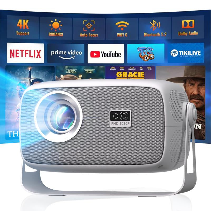 【 Local Shipment in the US 】HUANLTOU X4 Native 1080P Compatible, 4K Electronic Focus, Trapezoidal Correction, Built-In Speaker BT5.2, Wi-Fi 6, 360° Rotatable Portable Outdoor Projector, 4000ANSI Audio, Bluetooth Wireless Noise-Free