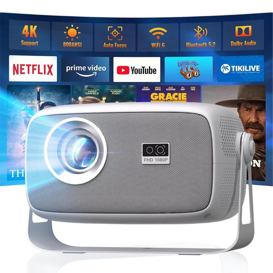 【 Local Shipment in the US 】HUANLTOU X4 Native 1080P Compatible, 4K Electronic Focus, Trapezoidal Correction, Built-In Speaker BT5.2, Wi-Fi 6, 360° Rotatable Portable Outdoor Projector, 4000ANSI Audio, Bluetooth Wireless Noise-Free