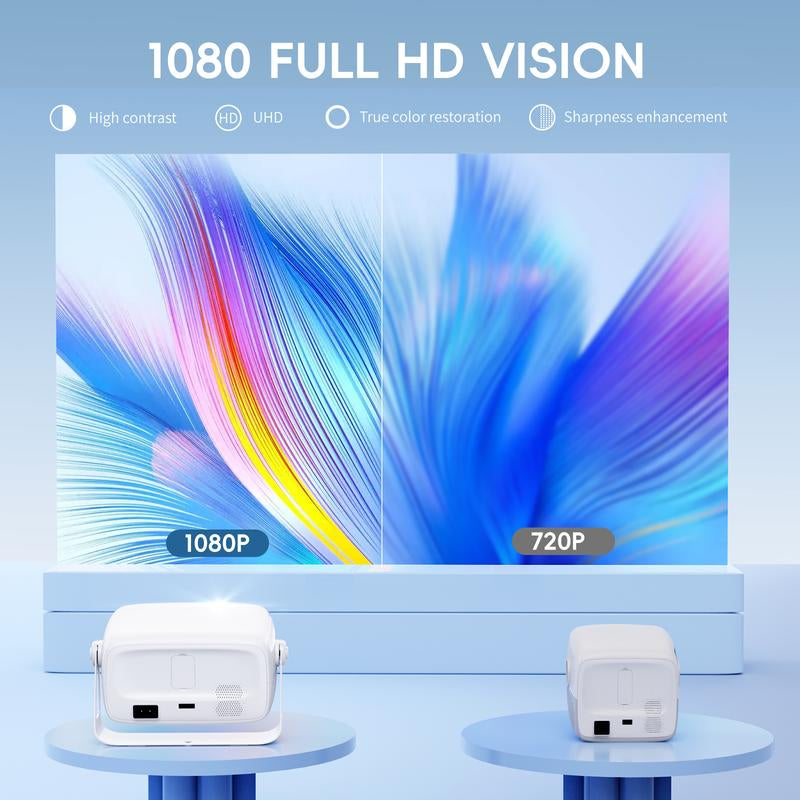 【 Local Shipment in the US 】HUANLTOU X4 Native 1080P Compatible, 4K Electronic Focus, Trapezoidal Correction, Built-In Speaker BT5.2, Wi-Fi 6, 360° Rotatable Portable Outdoor Projector, 4000ANSI Audio, Bluetooth Wireless Noise-Free