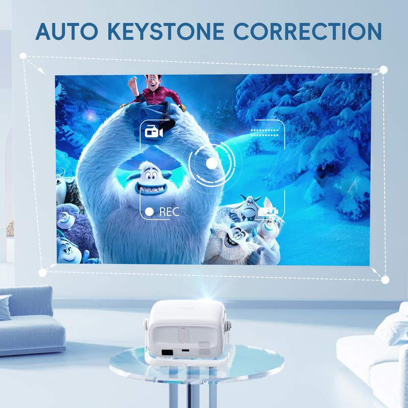 【 Local Shipment in the US 】HUANLTOU X4 Native 1080P Compatible, 4K Electronic Focus, Trapezoidal Correction, Built-In Speaker BT5.2, Wi-Fi 6, 360° Rotatable Portable Outdoor Projector, 4000ANSI Audio, Bluetooth Wireless Noise-Free