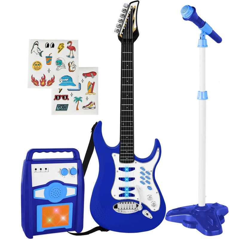 Best Choice Products Kids Electric Musical Guitar Toy Play Set W/ 6 Demo Songs, Whammy Bar, Microphone, Amp, AUX